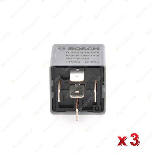 3 Pcs Bosch Mini Relays 0332015008 - 16 Ohm Rated Current 10A Voltage 24V