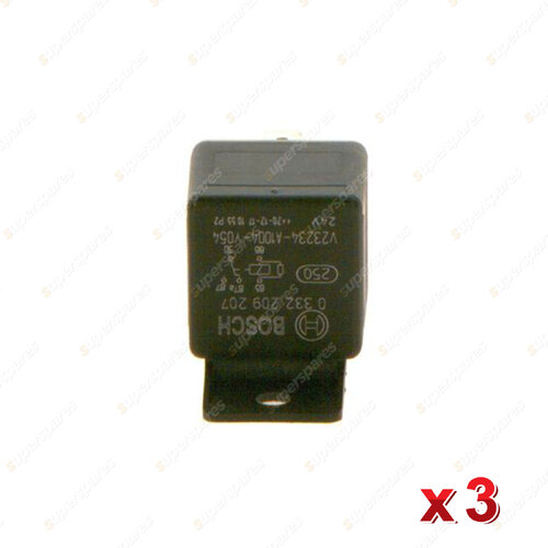 3 Pcs Bosch Mini Relays 0332209207 - 32 Ohm Rated Current 20A Voltage 24V