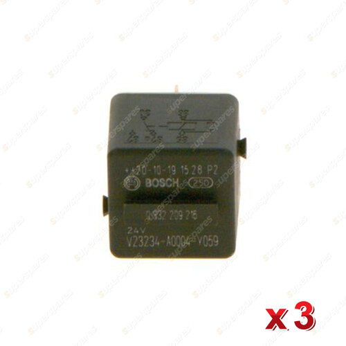 3 Pcs Bosch Mini Relays 0332209216 - 32 Ohm Rated Current 20A Voltage 24V