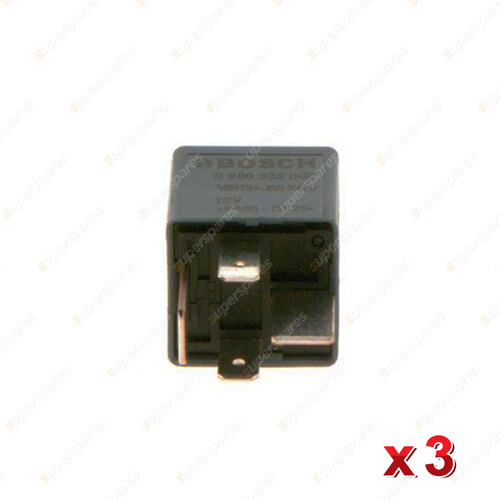 3 Pcs Bosch Mini Relays 0986332002 - 4 Pin Rated Current 70A Voltage 12V