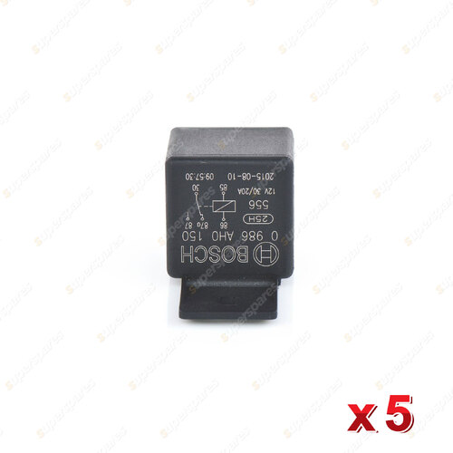 5 Pcs Bosch Main Relays 0986AH0150 - 5 Pin Rated Current 30A Voltage 12V