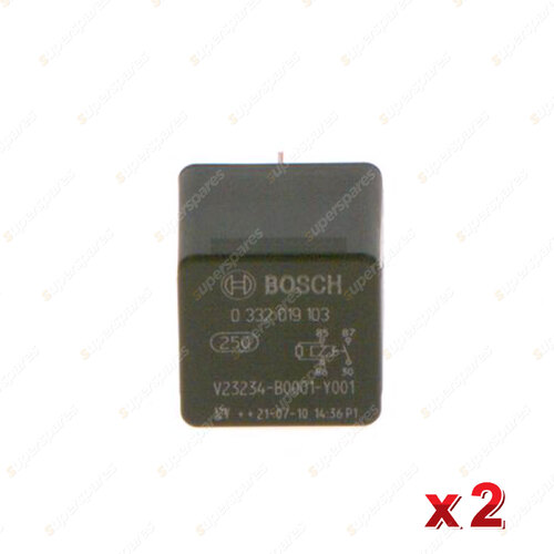 2 x Bosch Main Relays 0332019103 - 4 Pin 16 Ohm Rated Current 30A Voltage 12V