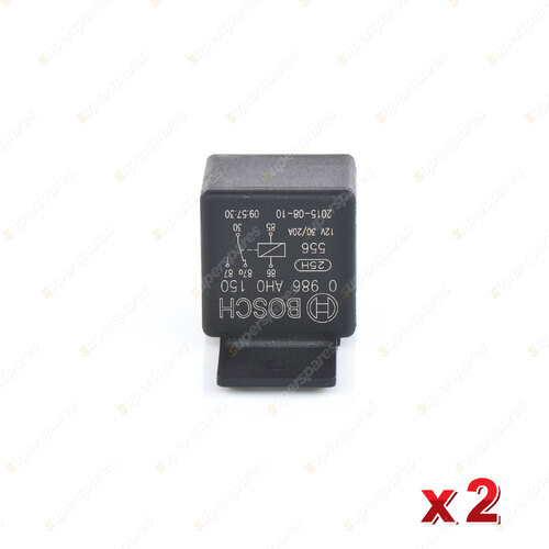 2 x Bosch Main Relays 0986AH0150 - 5 Pin Rated Current 30A Voltage 12V