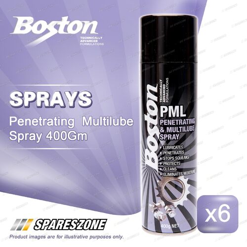 6 x Boston Penetrating Multilube Sprays 400 Gram Versatile Lubricant Protectant