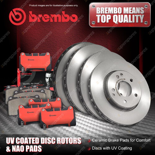 Front + Rear Brembo UV Disc Rotors & NAO Brake Pads for Citroen C3 FC FN 1.6L