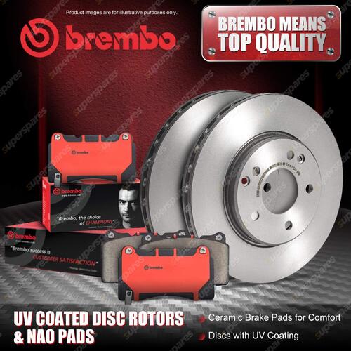 Rear Brembo UV Disc Rotors + NAO Brake Pads for Abarth 500C 595C 695C 312 1.4L