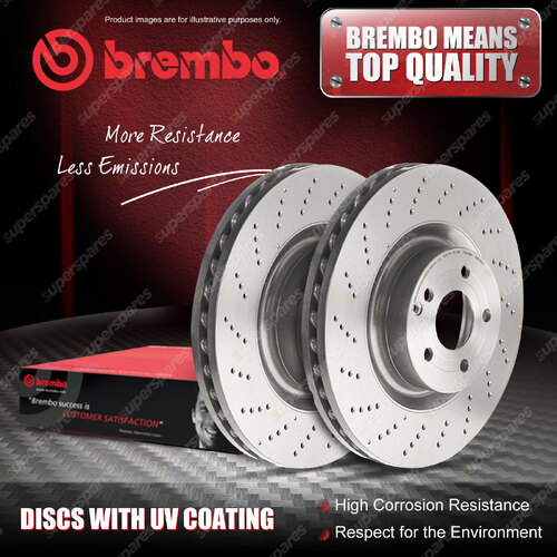 2x Rear Brembo UV Coated Disc Brake Rotors for Abarth 500 595 695 C 312 Drilled