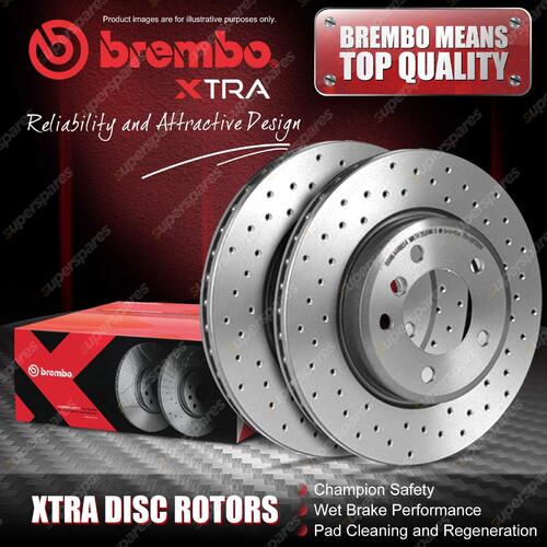 2x Rear Brembo Drilled Disc Brake Rotors for Abarth 500 595 695 C 312 2008 - On