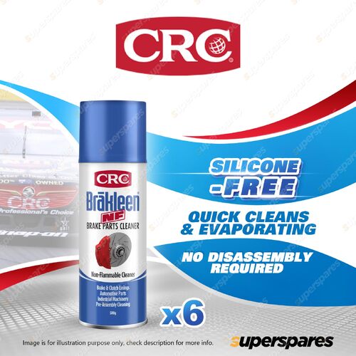 6 x CRC Heavy Duty Brakleen Brake Parts Cleaner Degreaser 500g For Brake Clutch