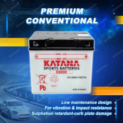 Katana Sports Battery - 12V 180CCA 30Ah 20HR for Bolens Corporation G11 LT G8