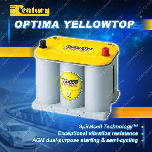 Century Yellowtop Optima Battery for 12 Volts 650CCA 98RC 48Ah Warranty 36M