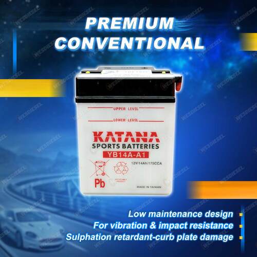 Katana Sports Battery - 12 Volts 175CCA 14Ah Premium Conventional