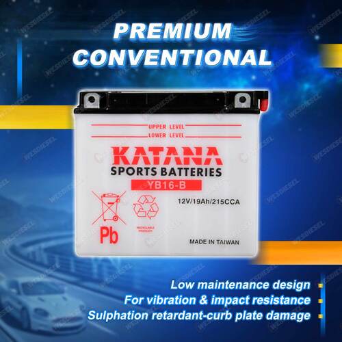 Katana Sports Battery - 12V 215CCA 19Ah Warranty 12M for Ducati I.E. Paso