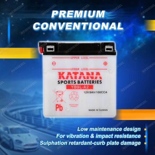 Katana Sports Battery - 12V 100CCA 9Ah for Kawasaki Various Models Motorcycle