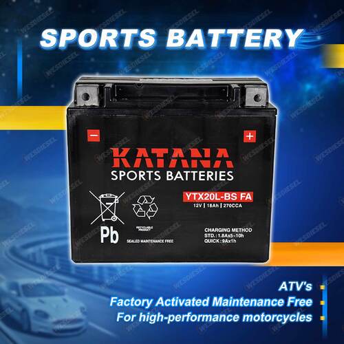 Katana Sports Battery - 270CCA 18Ah for Buell M2 S3 S3T X1 1200cc Motorcycle