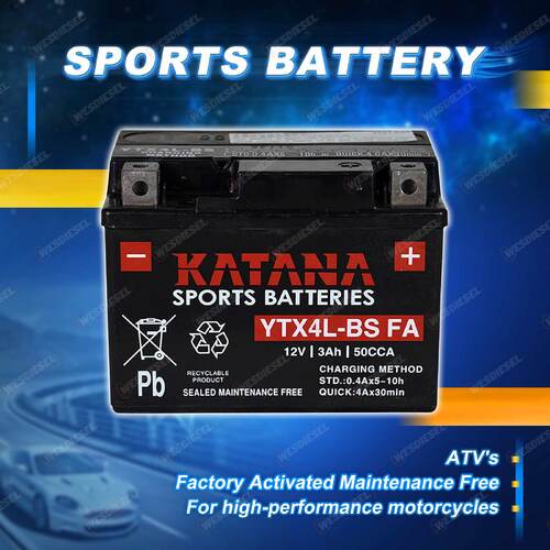 Katana Sports Battery - 12V 50CCA 3Ah for Arctic Cat All Models 90cc ->2006