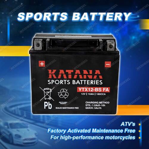 Katana Sports Battery - 12V 180CCA 10Ah for Benelli Velvet 250cc Motorcycle