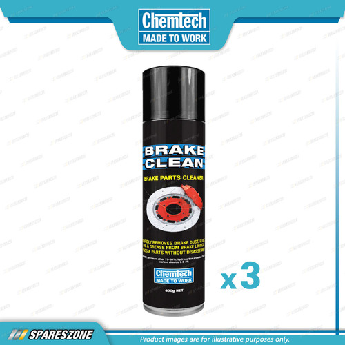 3 x Chemtech Heavy duty Brake Clean Brake Parts Cleaner Aerosol 400 Gram