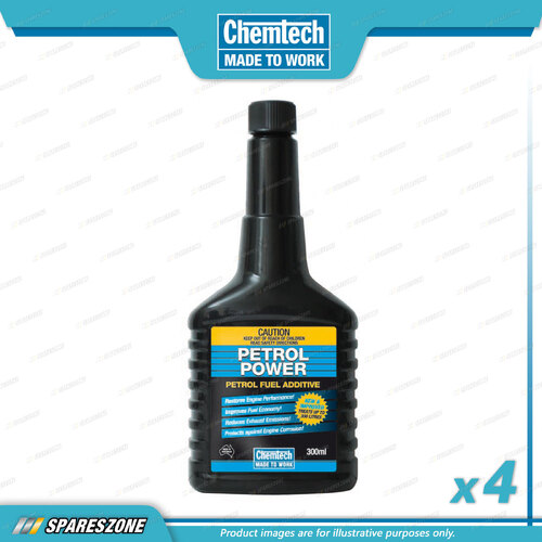 4 x Chemtech Petrol Power Petrol Fuel Additive 300ML Injector Cleaner