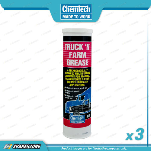 3 x Chemtech Truck N Farm Grease 450G Technologically Multi-Purpose Lubricant