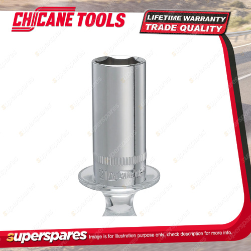 Chicane 3/8" Drive 21mm Deep Socket - Single Hex Chrome Vanadium Steel