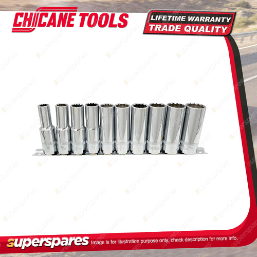 10 Pcs of Chicane 1/2" Drive Metric Deep Socket Set - Chrome Vanadium Steel