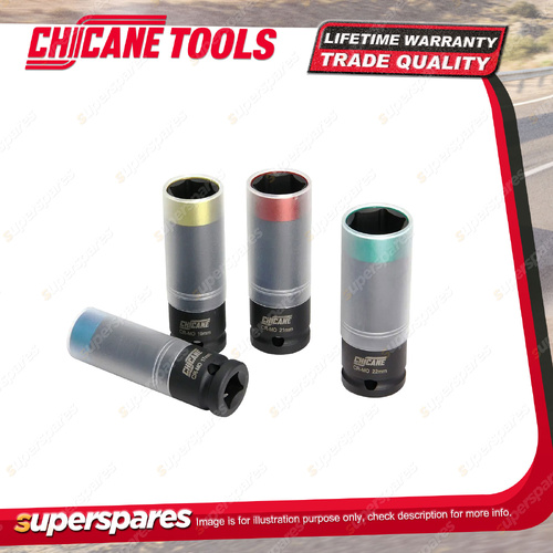 4 Pcs of Chicane 1/2" Drive 6Pt Wheel Nut Socket Set - Chrome-Molybdenum Steel