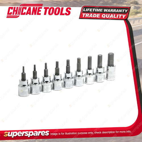 9 Pcs of Chicane 3/8" Drive Af Hex Bits Socket Set - Chrome Vanadium Steel