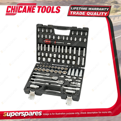 113 Pcs of Chicane 1/4" & 3/8" & 1/2" Drive 6Pt & 12Pt Socket Set