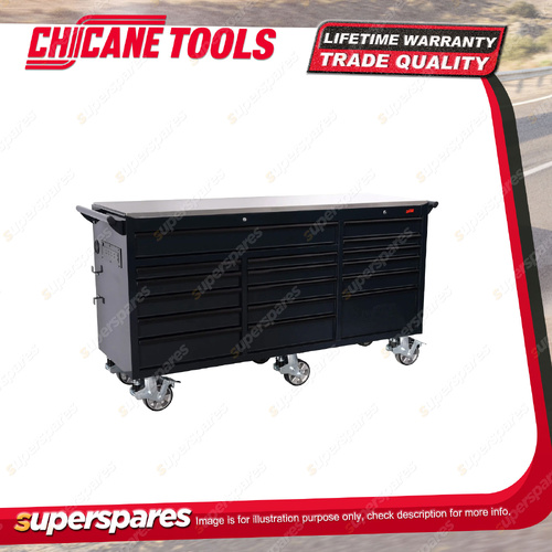 Chicane 72" 17 Drawer Mobile Trolley - Anodized Alum Trim 3045 Self-Locking BBS