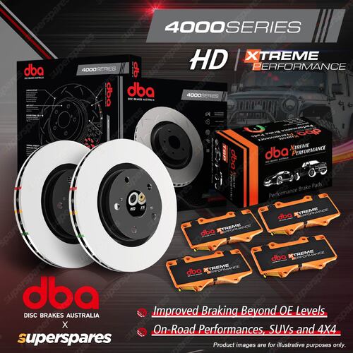 DBA Rear 4000 HD Brake Rotors & Xtreme Pads for Subaru Forester SF5 2.0 S Turbo