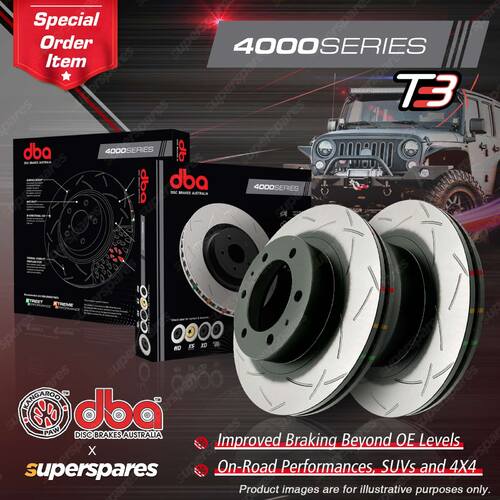 DBA Rear 4000 T3 Slotted Disc Brake Rotors for Abarth 124 Spider 1.4L Turbo