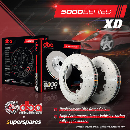 2x DBA Rear 5000 Crossed Drilled Slotted & Dimpled Disc Rotors for Audi A6 S6