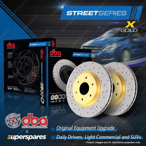 DBA Rear Street X Gold Drilled Disc Brake Rotors for Ford Ranger PX3 2.0L 18-on