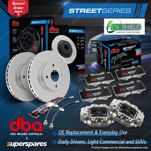 DBA Rear Disc Brake Rotors Pads Calipers Hoses Kit for Holden Commodore VE RWD