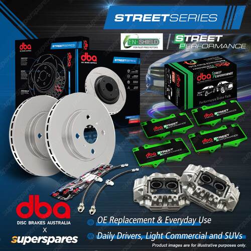 DBA Street Front Disc Brake Rotors Pads Calipers Hoses Kit for Ford Falcon BA