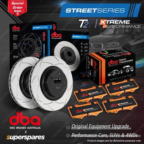 DBA Slotted Street Front Disc Brake Rotors Pads for Subaru Forester SK S14 SK9