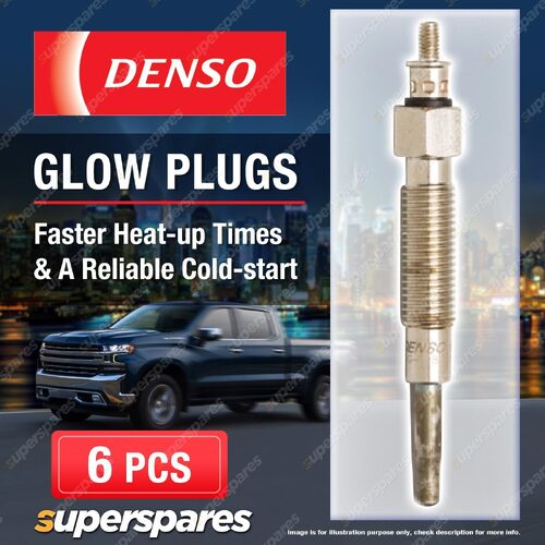 6 x Denso Glow Plugs for Ford Maverick DA 4.2 TD TD42 4169cc 6Cyl 1988 - 1994