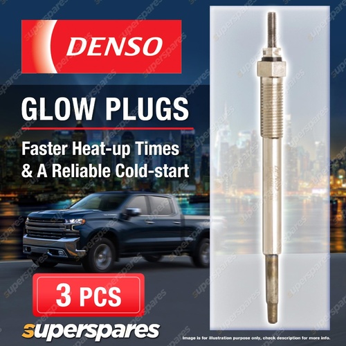 3 x Denso Glow Plugs for Kia Picanto BA 1.1 CRDi D3FA 1120cc 3Cyl 2005 - On