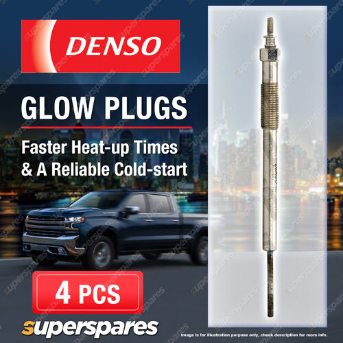 4 x Denso Glow Plugs for Kia Carnival III VQ 2.9 CRDi K2900 PU3 2.9 D J3 2902cc