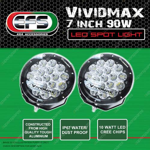 EFS Vividmax 7 inch 90W Auminium Led Spot Light IP67 Water Dust Proof