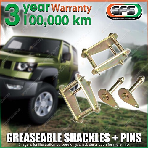 Rear EFS Greaseable Shackles + Pins for Toyota Landcruiser FJ HJ 75 Series 85-92