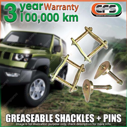 Rear EFS Greaseable Leaf Spring Shackles + Pins for Toyota Landcruiser HVDJ79R