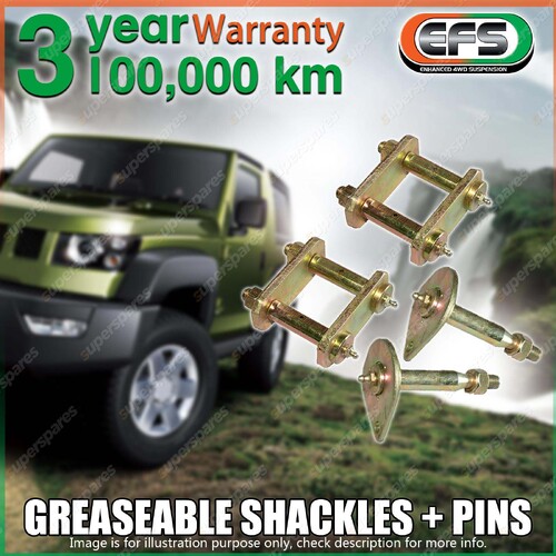 Rear EFS Greaseable Leaf Springs Shackles + Pins for Nissan Navara D22 3/1997 ON