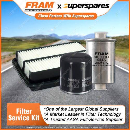 Fram Filter Service Kit Oil Air Fuel for Daihatsu Charade G200 4cyl 1.3L Petrol