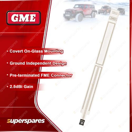 GME Transparent On-Glass UHF CB Radio Antenna 2.1dBi Gain Suit Car Truck 4WD