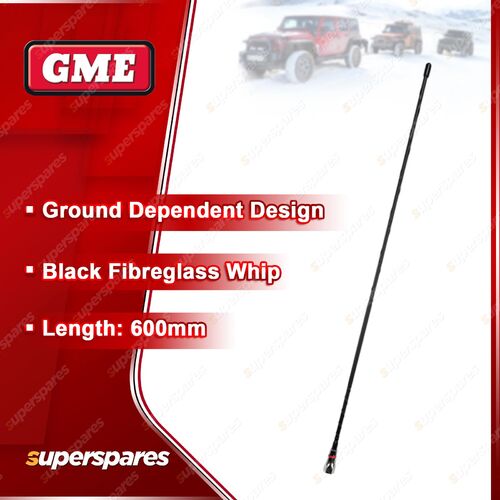 GME 600mm Fibreglass 27MHZ Antenna - Black Whip 4WD Offroad Boad AE-SS2400