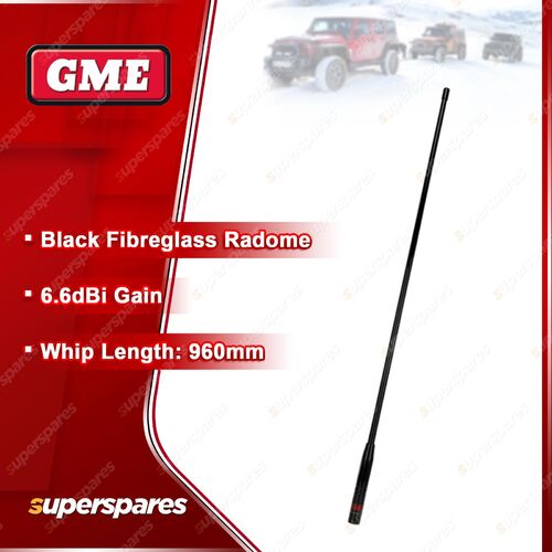 GME 960mm 6.6DBI Gain Black Whip Suit AS-SS002B 1060mm UHF CB Radome Antenna