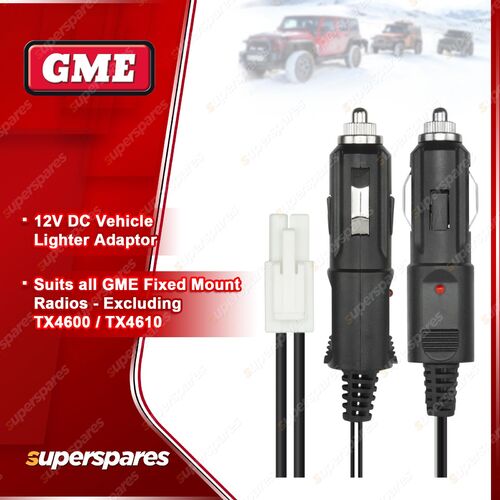 GME 12V Dc Cigarette Lighter Lead Suit UHF CB Radios Exclud TX4600/TX4610