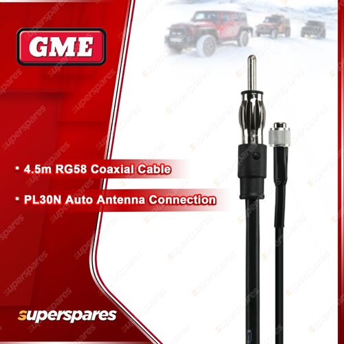 GME 4.5m RG58 Coaxial Cable Auto Antenna Lead Assembly - Suit AEM4